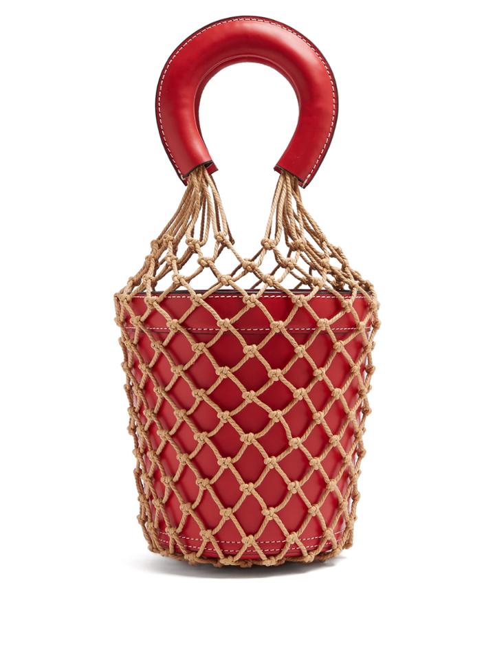 Staud Moreau Macrame And Leather Bucket Bag