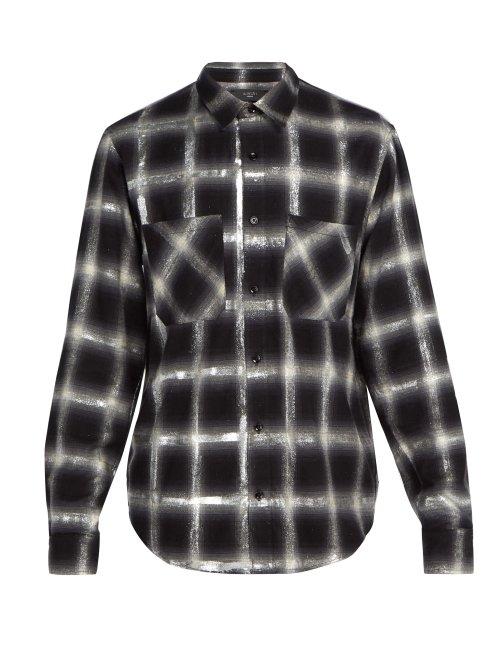 Matchesfashion.com Amiri - Glitter Embellished Plaid Cotton Shirt - Mens - White Multi
