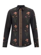 73 London - Floral-print Silk-georgette Shirt - Mens - Black Print