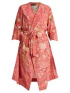 Matchesfashion.com By Walid - Henrietta Bird Print Silk Kimono - Womens - Pink Print