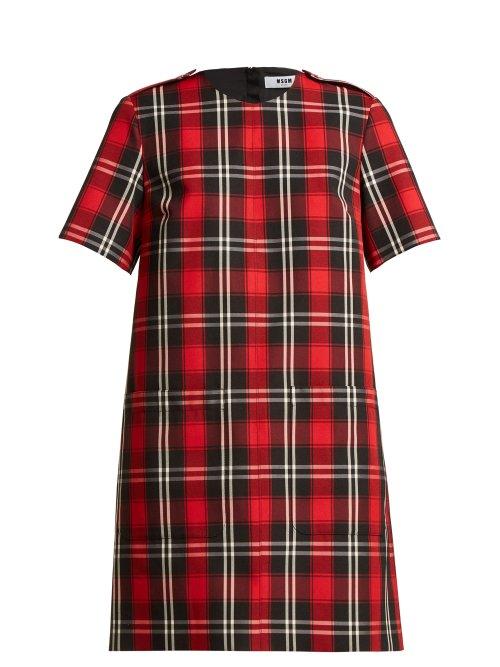 Matchesfashion.com Msgm - Tartan Twill Dress - Womens - Red Black