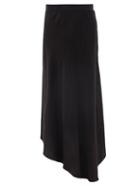 Raey - Fluid Dip-hem Silk Midi Skirt - Womens - Black