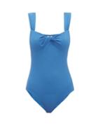 Matchesfashion.com Marysia - Lehi Twist-front Basketweave Swimsuit - Womens - Blue