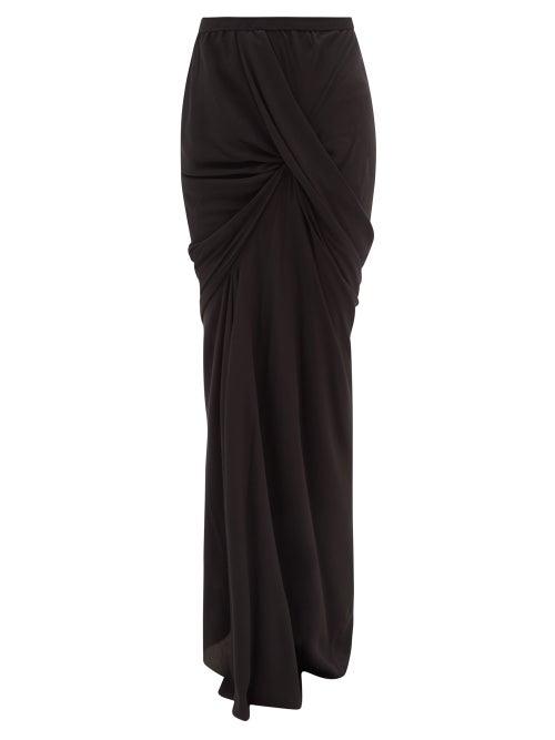 Rick Owens - Seb Draped Jersey Maxi Skirt - Womens - Black