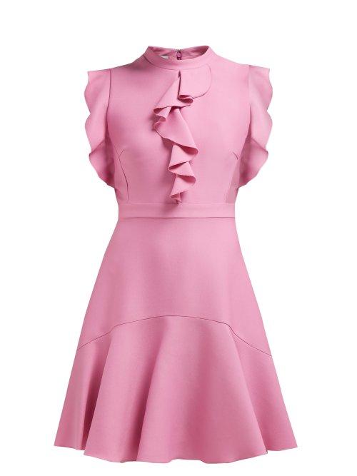 Matchesfashion.com Giambattista Valli - Sleeveless Ruffle Trimmed Ponte Mini Dress - Womens - Pink