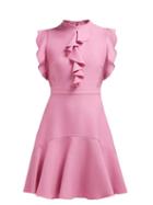 Matchesfashion.com Giambattista Valli - Sleeveless Ruffle Trimmed Ponte Mini Dress - Womens - Pink