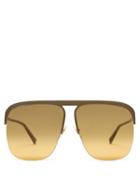 Matchesfashion.com Givenchy - Gv Ray Metal Aviator Sunglasses - Mens - Khaki