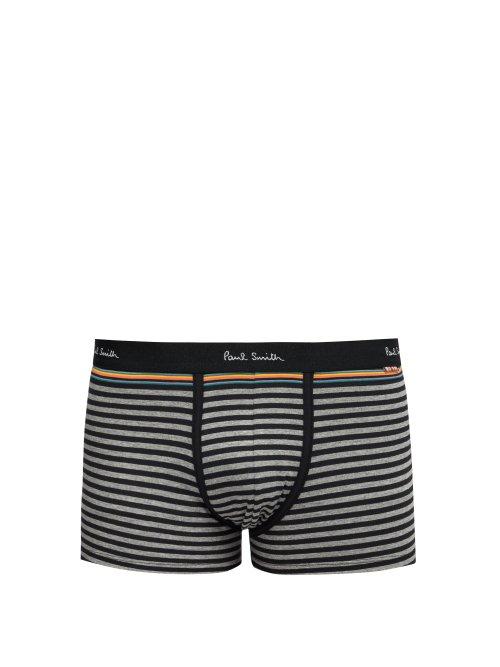 Matchesfashion.com Paul Smith - Striped Cotton Blend Boxer Shorts - Mens - Black