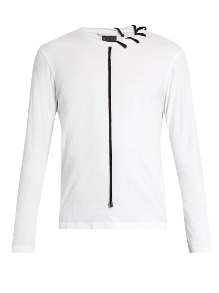 Craig Green Laced-neck Long-sleeved Cotton T-shirt