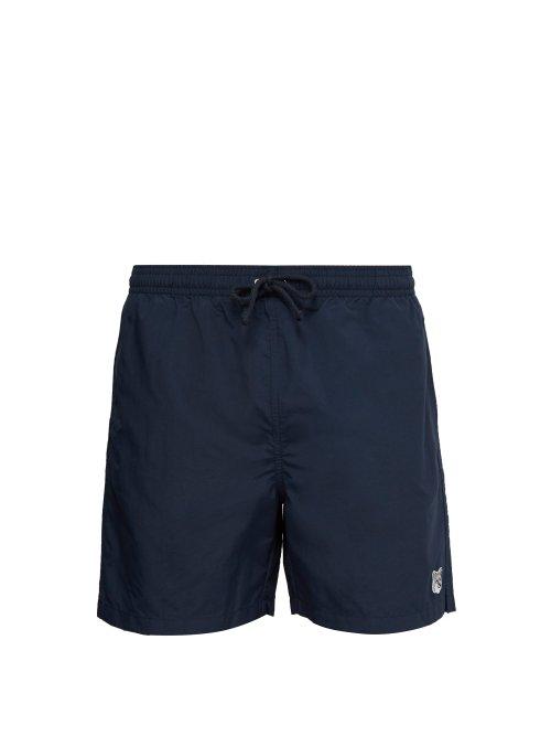 Matchesfashion.com Maison Kitsun - Fox Embroidered Technical Swim Shorts - Mens - Navy