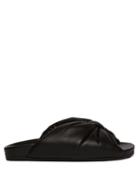 Balenciaga - Puffy Knotted Leather Slides - Womens - Black