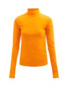 Mm6 Maison Margiela - Roll-neck Jersey Top - Womens - Orange