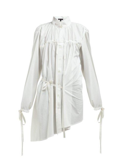 Matchesfashion.com Ann Demeulemeester - Drawstring Tie Cotton Shirt - Womens - White