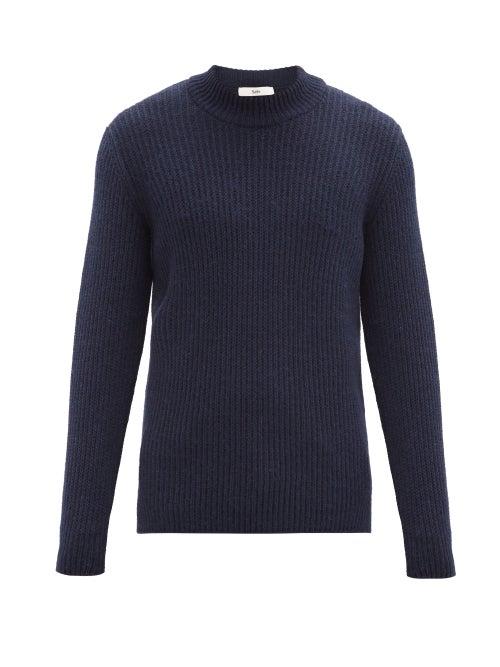 Matchesfashion.com Sfr - Leth Ribbed-knit Sweater - Mens - Navy