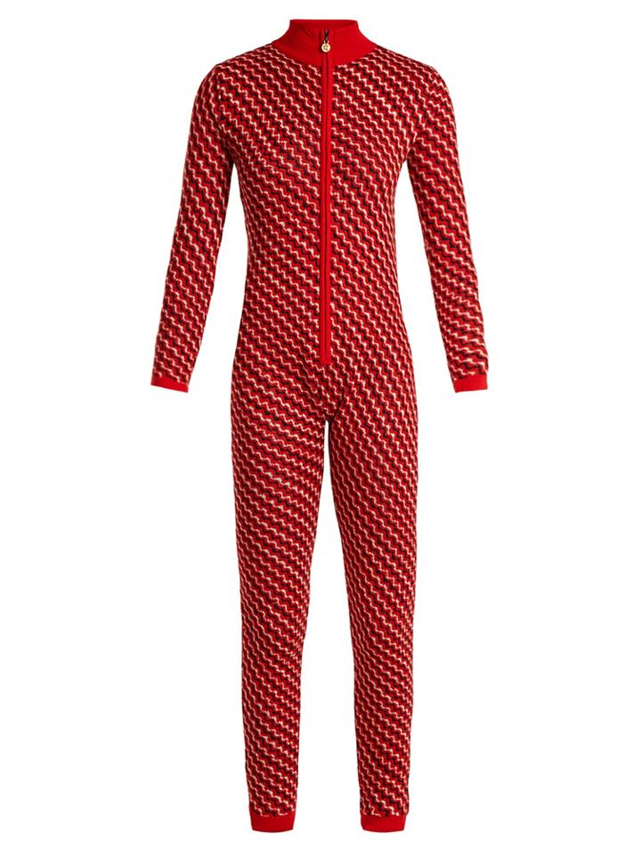 Perfect Moment Frequency-intarsia Wool-knit Jumpsuit