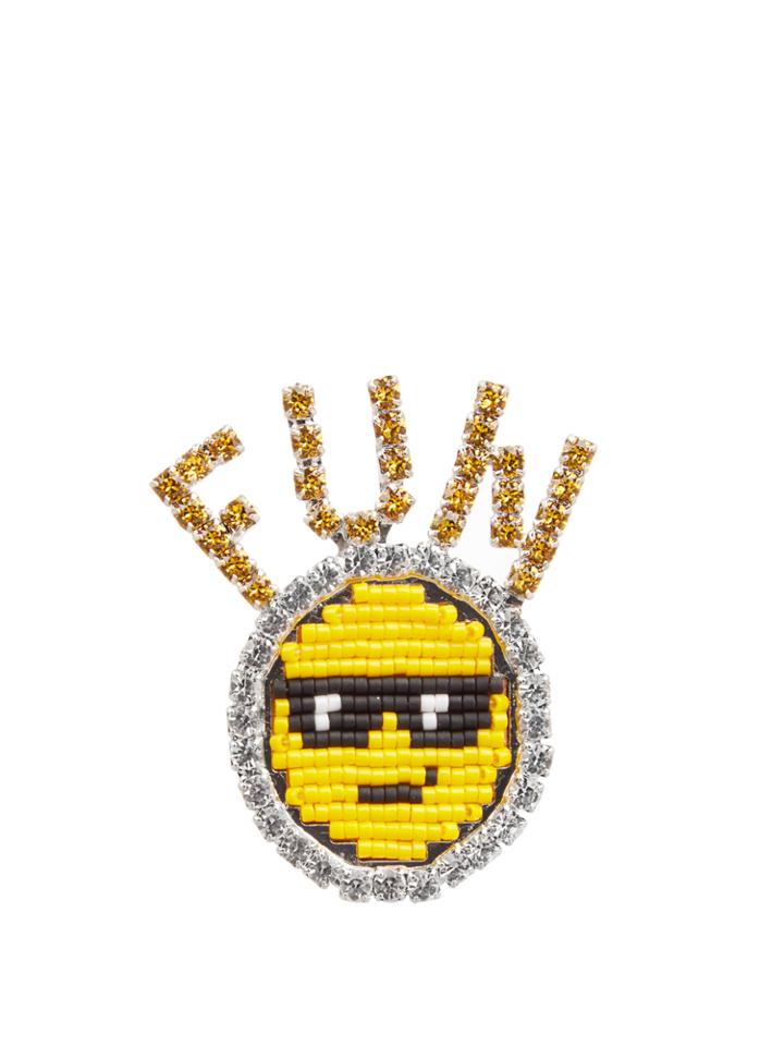Shourouk Emojibling Fun Smiley Face Brooch