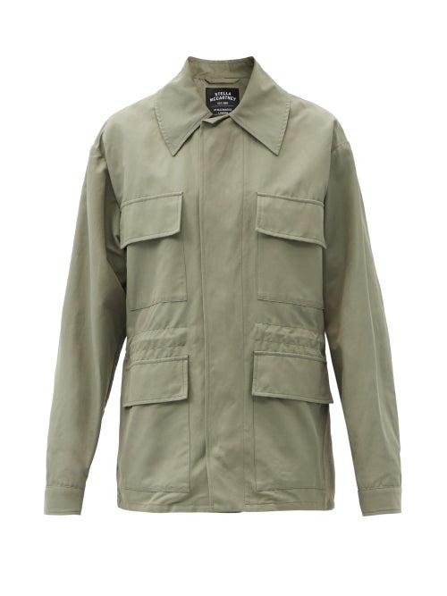 Matchesfashion.com Stella Mccartney - Sam Oversized Logo-print Twill Jacket - Womens - Light Grey