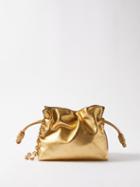 Loewe - Flamenco Mini Metallic-leather Clutch Bag - Womens - Gold