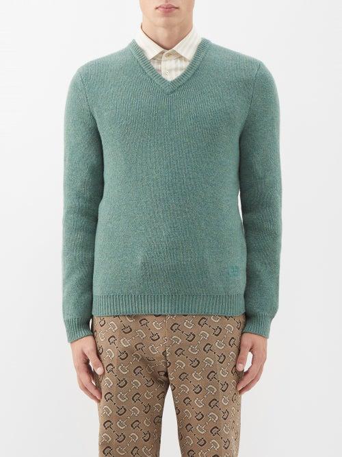 Gucci - V-neck Wool Sweater - Mens - Green