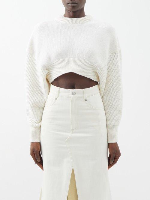 Alexander Mcqueen - Cropped Wool Sweater - Womens - Ivory