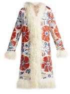 Matchesfashion.com Zazi Vintage - Suzani Embroidered Shearling Coat - Womens - 239 White Multi