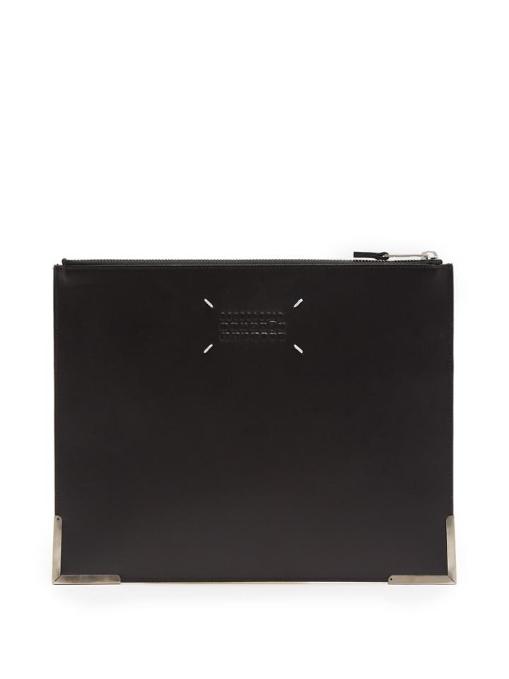 Maison Margiela Logo-embossed Leather Pouch
