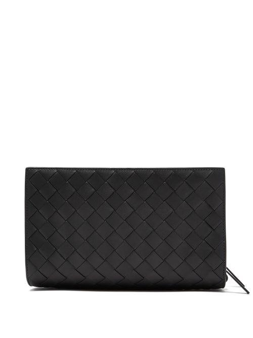 Matchesfashion.com Bottega Veneta - Intrecciato Woven-leather Pouch - Mens - Black