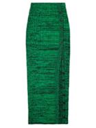Matchesfashion.com Self-portrait - Buttoned Side-slit Midi Skirt - Womens - Green