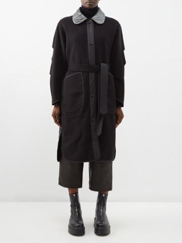 Marfa Stance - Reversible Belted Wool Coat - Womens - Black Grey