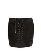 Matchesfashion.com Anthony Vaccarello - Corset Front Cotton Skirt - Womens - Black