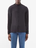 73 London - Lace-trim Satin Shirt - Mens - Black