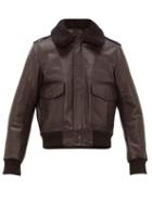 Matchesfashion.com Ami - Shearling Collar Leather Jacket - Mens - Black