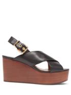 Matchesfashion.com Marni - Crossover Leather Wedge Sandals - Womens - Black