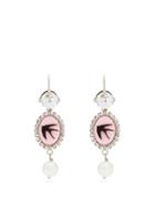 Matchesfashion.com Miu Miu - Crystal And Faux Pearl Cameo Drop Earrings - Womens - Pink