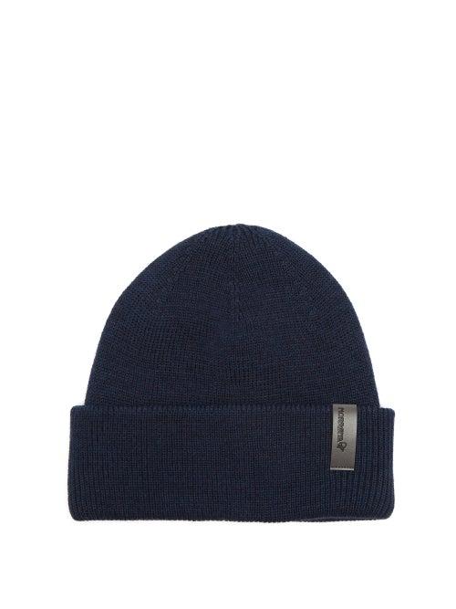 Norrna - Logo-patch Wool Beanie - Mens - Navy