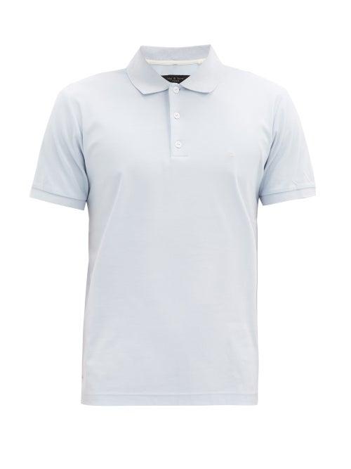 Matchesfashion.com Rag & Bone - Logo-embroidered Cotton-piqu Polo Shirt - Mens - Light Blue