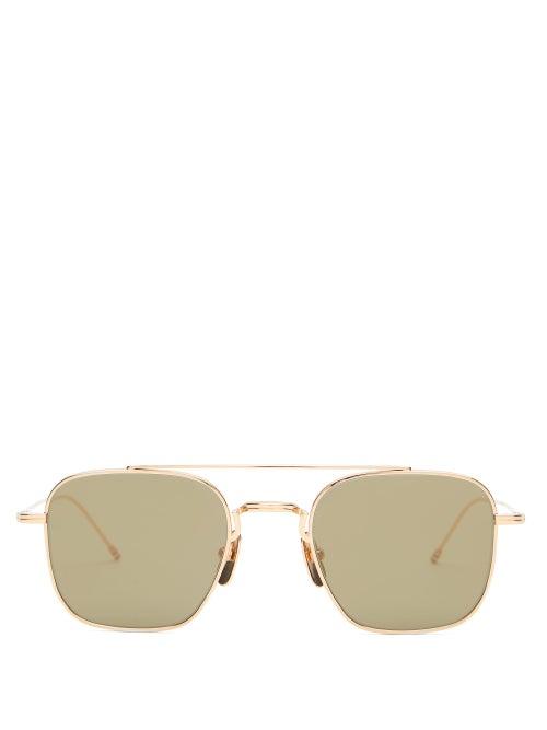 Matchesfashion.com Thom Browne - Mirrored Aviator Sunglasses - Mens - Gold