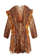 Chloé Foulard-print Ruffle-trimmed Silk Dress