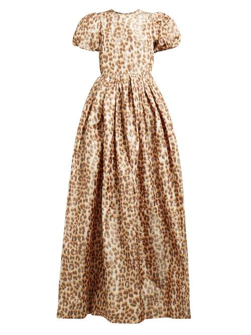 Matchesfashion.com Rochas - Leopard Print Puff Sleeve Taffeta Gown - Womens - Leopard