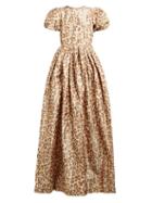 Matchesfashion.com Rochas - Leopard Print Puff Sleeve Taffeta Gown - Womens - Leopard