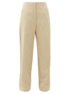Matchesfashion.com Raey - Front-seam Cotton And Linen-blend Chino Trousers - Womens - Tan