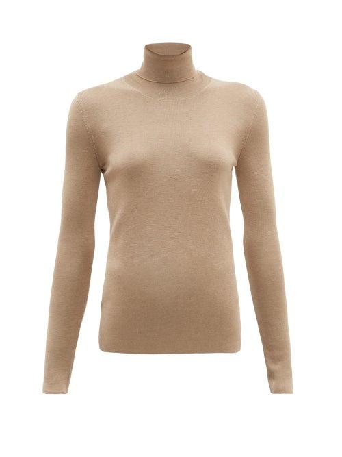 Matchesfashion.com Prada - Cashmere Blend Roll Neck Top - Womens - Camel