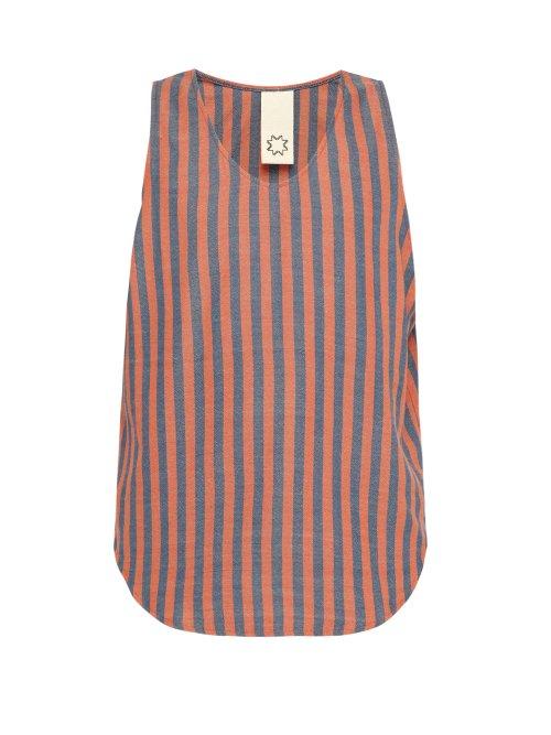 Matchesfashion.com Marrakshi Life - Striped Cotton Blend Tank Top - Mens - Navy Multi