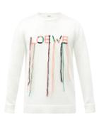 Matchesfashion.com Loewe - Loose-stitch Logo-embroidered Cotton-blend Sweater - Mens - Cream
