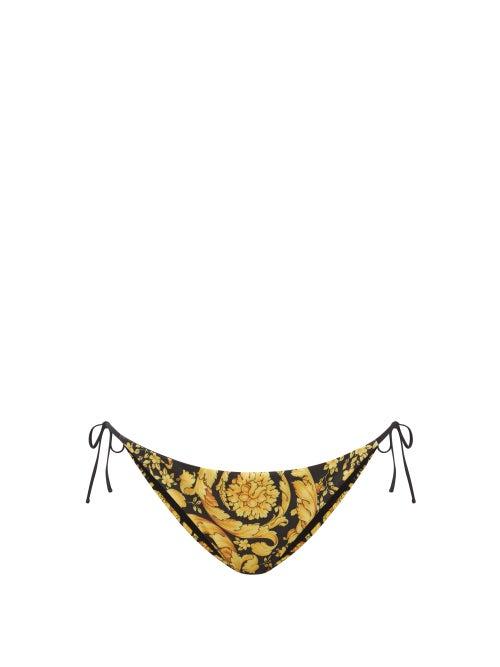 Versace - Baroque-print Bikini Briefs - Womens - Black Gold