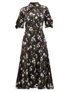 Matchesfashion.com Erdem - Gisella Daffodil Ditsy-print Silk-satin Dress - Womens - Black Print