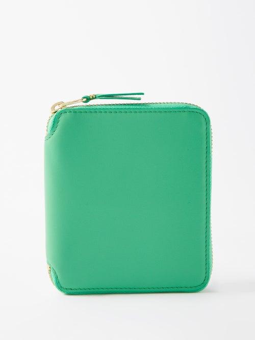 Comme Des Garons Wallet - Zip-around Leather Wallet - Womens - Green