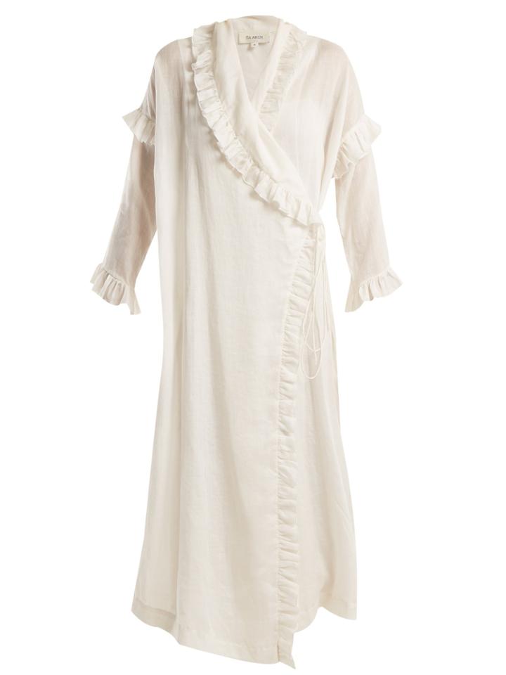 Isa Arfen Ruffle-trimmed Ramie Wrap Dress