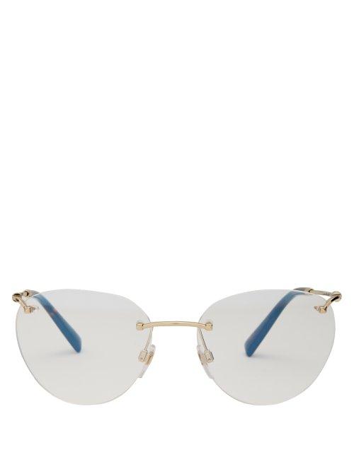 Matchesfashion.com Valentino - Oval Cat Eye Metal Glasses - Womens - Clear