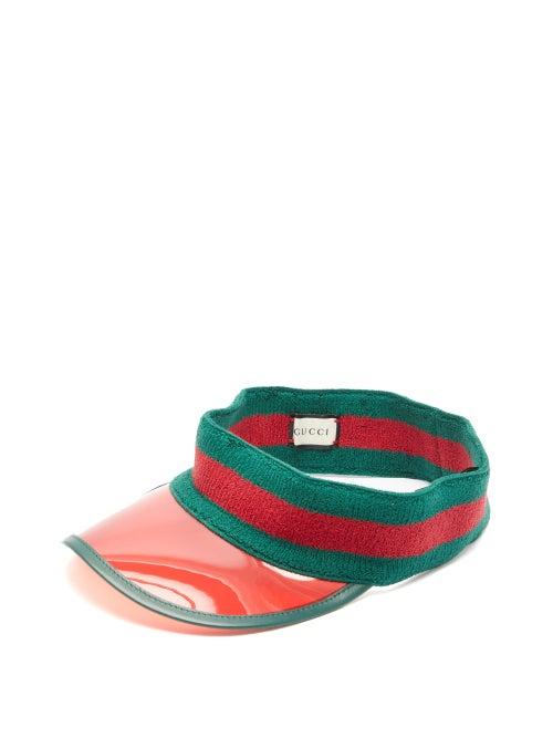 Matchesfashion.com Gucci - Web Stripe Pvc Visor - Mens - Green Multi